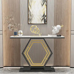 Console in pietra sinterizzata con base geometrica in metallo, 120 x 30 x 78 cm