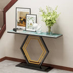 Console in pietra sinterizzata con base geometrica in metallo, 120 x 30 x 78 cm