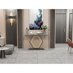 Console in pietra sinterizzata con base geometrica in metallo, 120 x 30 x 78 cm