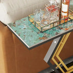 Console in pietra sinterizzata con base geometrica in metallo, 120 x 30 x 78 cm