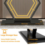 Console in pietra sinterizzata con base geometrica in metallo, 120 x 30 x 78 cm