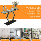 Console in pietra sinterizzata con base geometrica in metallo, 120 x 30 x 78 cm