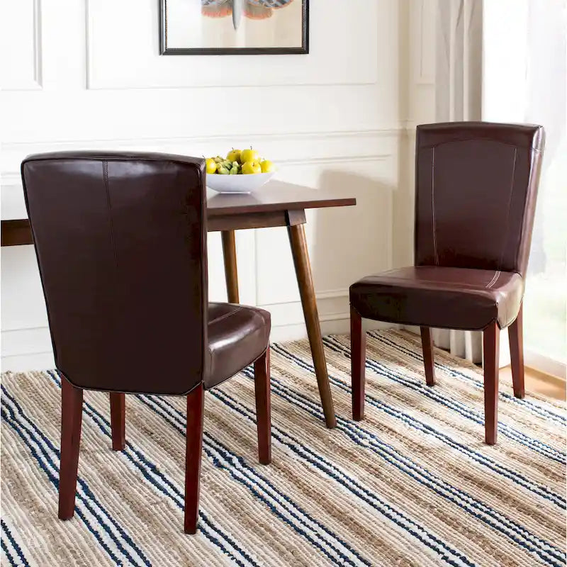 SAFAVIEH Suzie Parsons Brown Marbled Leather Dining Chair (Set of 2) - 20.3 x 24.8 x 39.4 - 20Wx25Dx39H