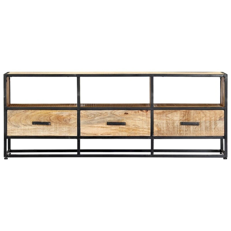 Mobile TV 120 x 30 x 45 cm Legno massello di mango con cassetti e ripiani