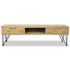 Mobile TV in Teak Massello con Cassetti e Ripiani, 120 x 35 x 35 cm
