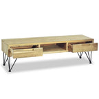 Mobile TV in Teak Massello con Cassetti e Ripiani, 120 x 35 x 35 cm