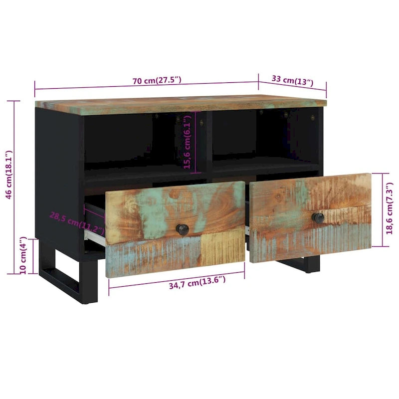 Mobile TV 70x33x46 cm Legno Massello