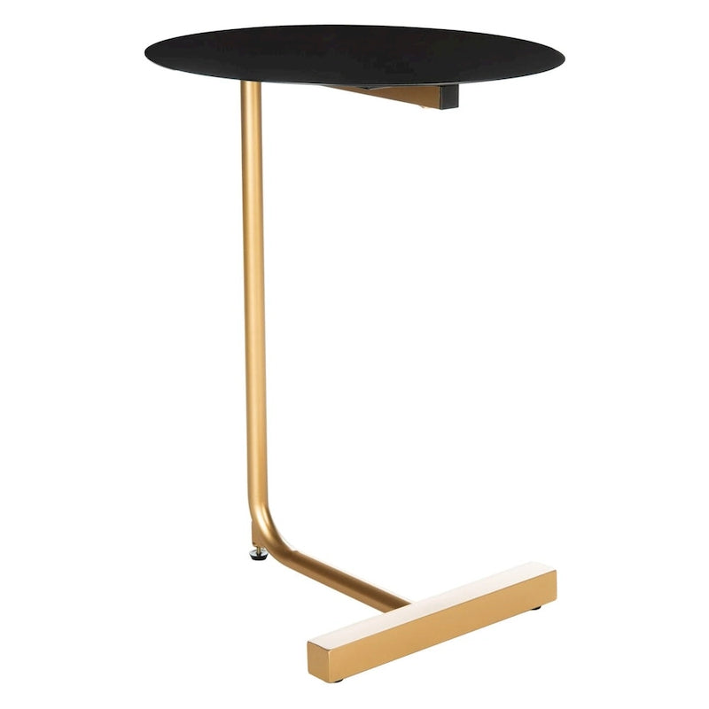 Tavolino d'appoggio rotondo a C - 45 cm L x 45 cm P x 63,5 cm H