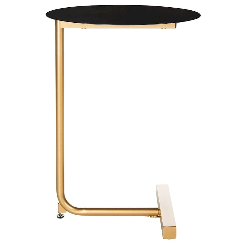 Tavolino d'appoggio rotondo a C - 45 cm L x 45 cm P x 63,5 cm H