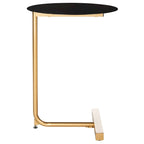 Tavolino d'appoggio rotondo a C - 45 cm L x 45 cm P x 63,5 cm H