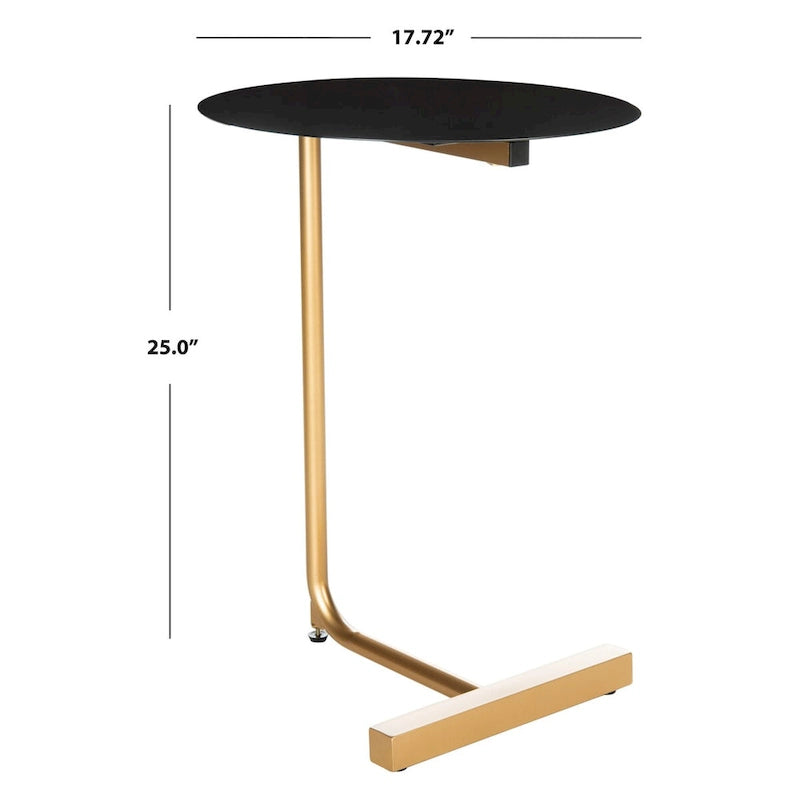 Tavolino d'appoggio rotondo a C - 45 cm L x 45 cm P x 63,5 cm H