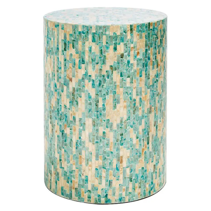 Tavolino rotondo con mosaico blu - 13,8 L x 13,8 P x 19,7 A