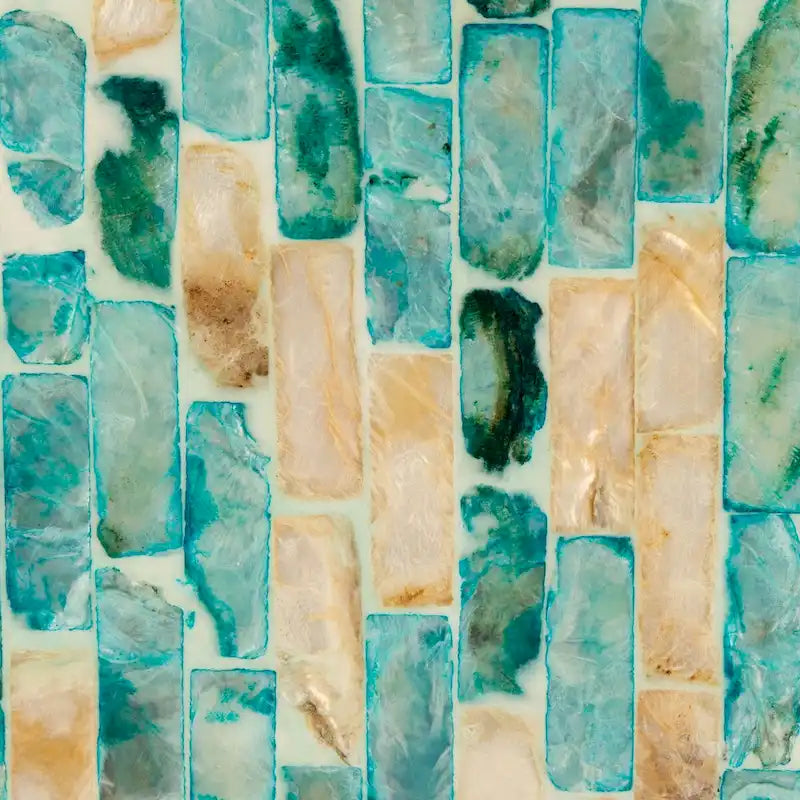 Tavolino rotondo con mosaico blu - 13,8 L x 13,8 P x 19,7 A