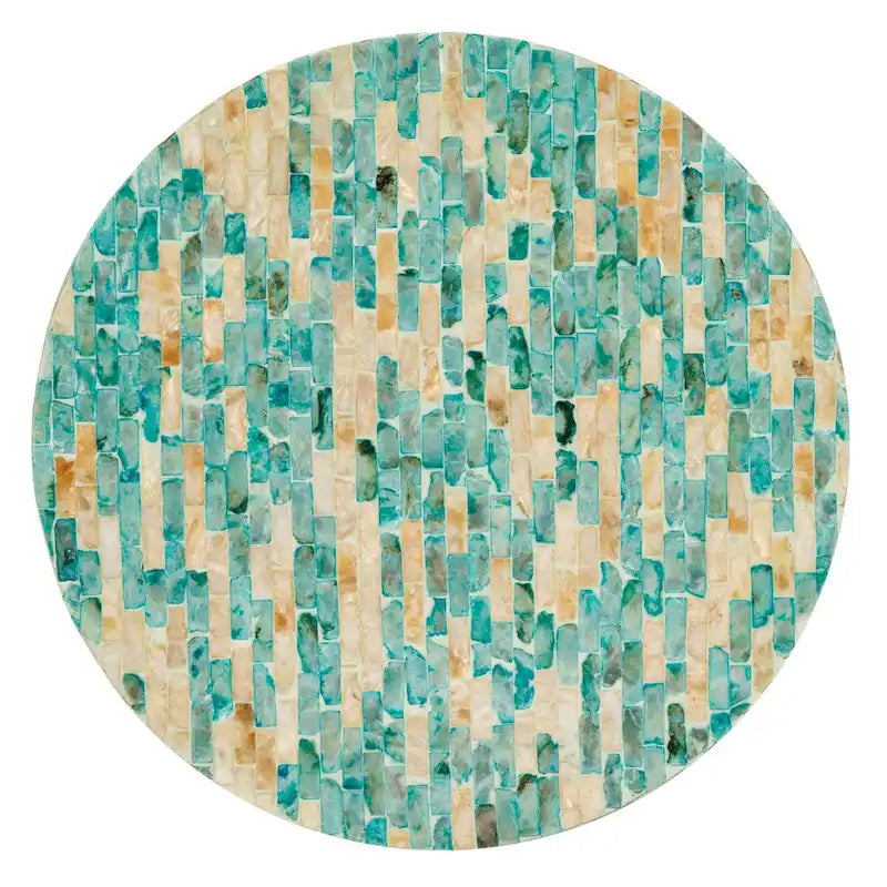 Tavolino rotondo con mosaico blu - 13,8 L x 13,8 P x 19,7 A