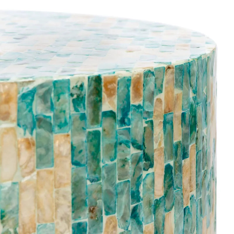 Tavolino rotondo con mosaico blu - 13,8 L x 13,8 P x 19,7 A