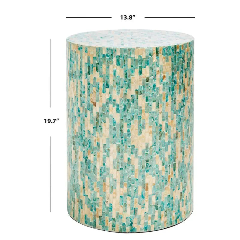 Tavolino rotondo con mosaico blu - 13,8 L x 13,8 P x 19,7 A