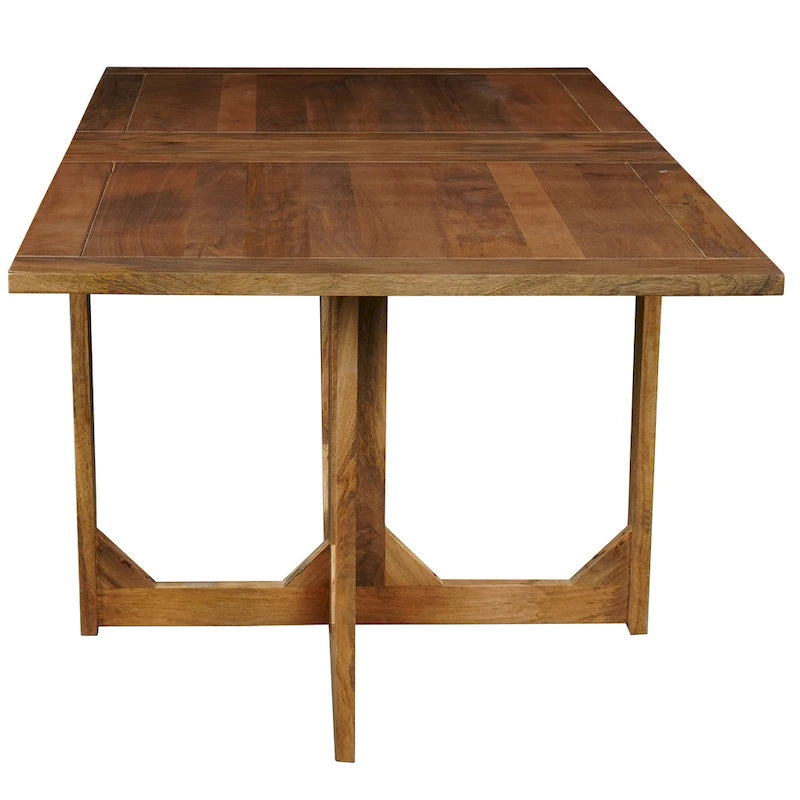 Tavolo da pranzo rettangolare pieghevole da 157 cm, in legno massello di mango, 6 posti a sedere