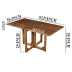Tavolo da pranzo rettangolare pieghevole da 157 cm, in legno massello di mango, 6 posti a sedere