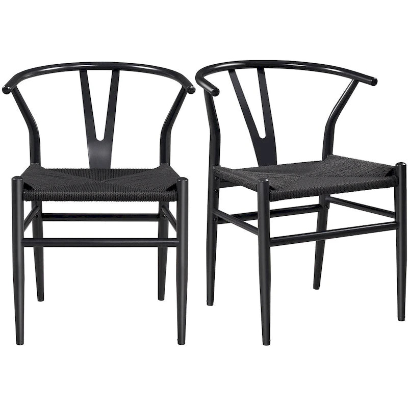 Sedia da pranzo moderna Y-Shaped Weave con struttura in metallo