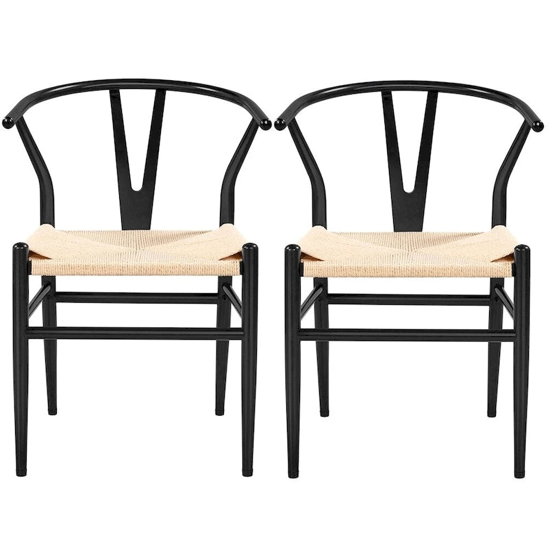 Yaheetech Modern Weave Y-Shaped Dining Chair with Solid Metal Frame