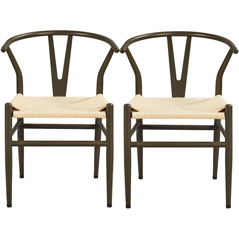 Sedia da pranzo moderna Y-Shaped Weave con struttura in metallo
