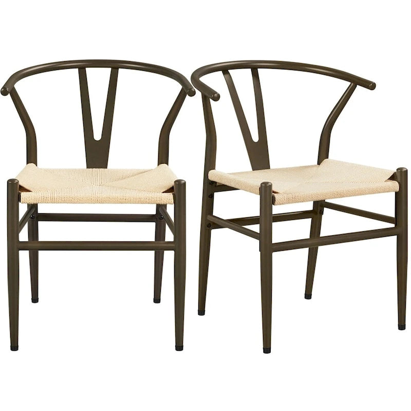 Sedia da pranzo moderna Y-Shaped Weave con struttura in metallo