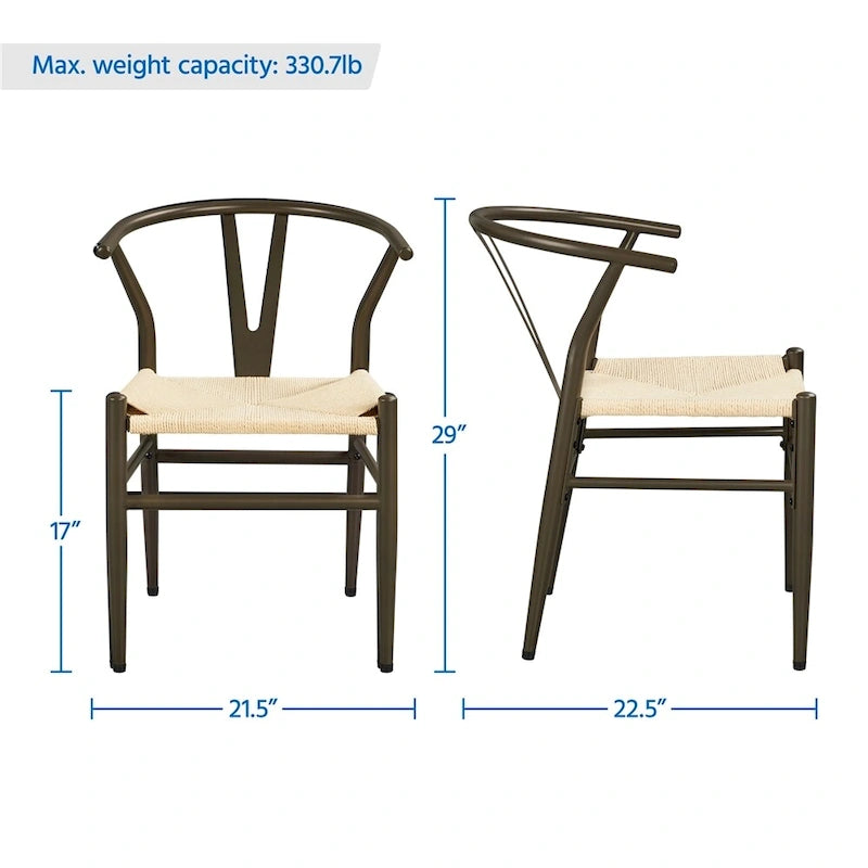 Sedia da pranzo moderna Y-Shaped Weave con struttura in metallo