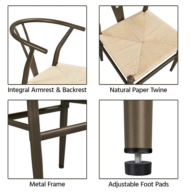 Sedia da pranzo moderna Y-Shaped Weave con struttura in metallo