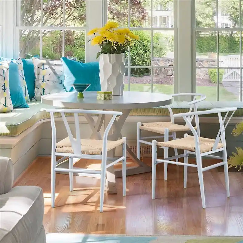 Sedia da pranzo moderna Y-Shaped Weave con struttura in metallo