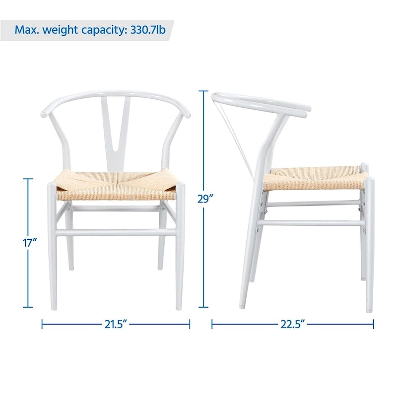 Sedia da pranzo moderna Y-Shaped Weave con struttura in metallo