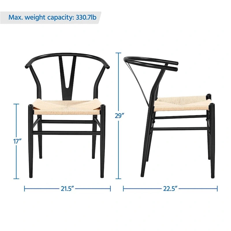 Sedia da pranzo moderna Y-Shaped Weave con struttura in metallo
