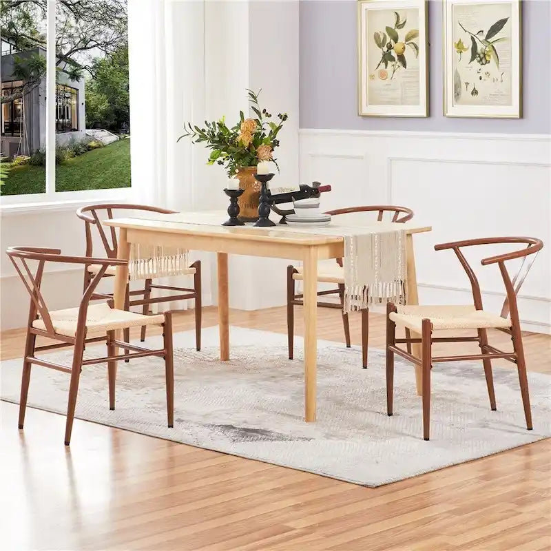 Sedia da pranzo moderna Y-Shaped Weave con struttura in metallo