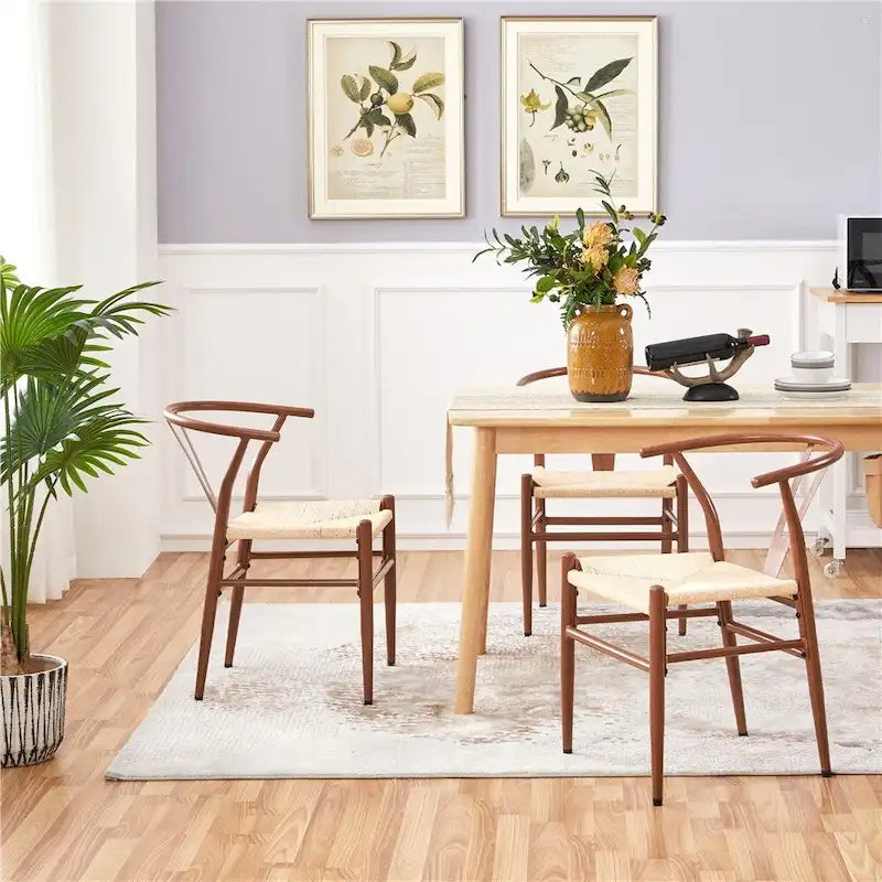 Sedia da pranzo moderna Y-Shaped Weave con struttura in metallo