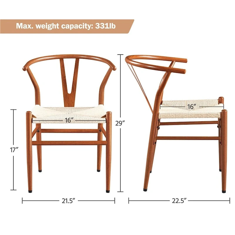 Sedia da pranzo moderna Y-Shaped Weave con struttura in metallo