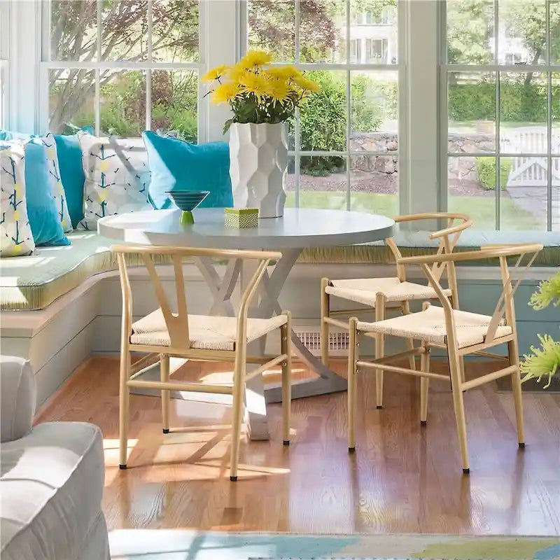 Sedia da pranzo moderna Y-Shaped Weave con struttura in metallo