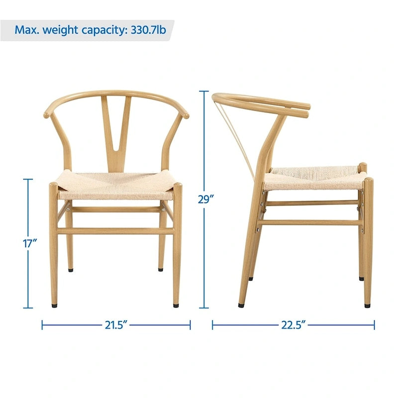 Sedia da pranzo moderna Y-Shaped Weave con struttura in metallo