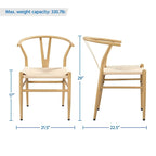Sedia da pranzo moderna Y-Shaped Weave con struttura in metallo