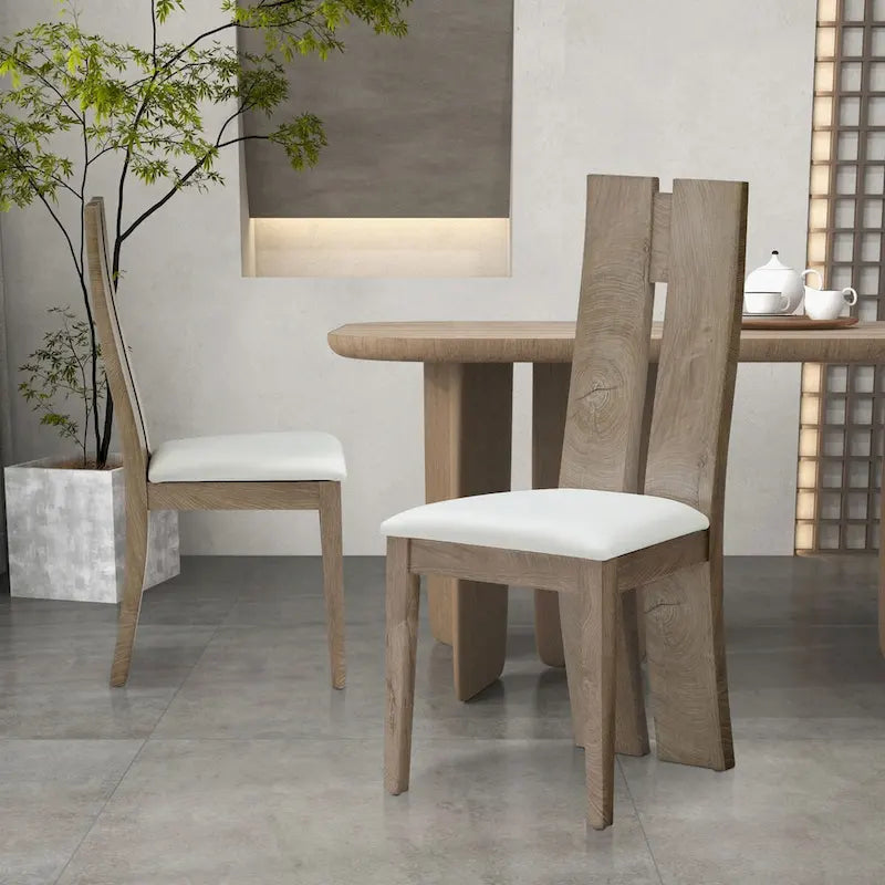 Sedia da pranzo imbottita con schienale alto, set da 2