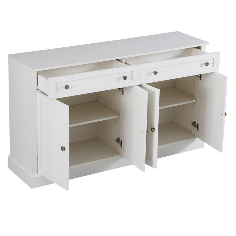 Credenza bianca con cassetti e ripiani regolabili - 148,1 L x 40,1 P x 86,1 H cm