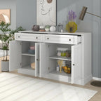 Credenza bianca con cassetti e ripiani regolabili - 148,1 L x 40,1 P x 86,1 H cm