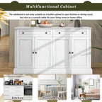 Credenza bianca con cassetti e ripiani regolabili - 148,1 L x 40,1 P x 86,1 H cm