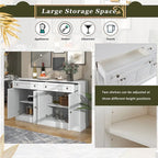 Credenza bianca con cassetti e ripiani regolabili - 148,1 L x 40,1 P x 86,1 H cm