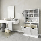 Armadio portabiancheria bianco con 2 scomparti e 2 ripiani regolabili, altezza 152,4 cm