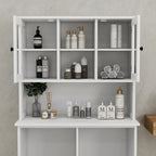 Armadio portabiancheria bianco con 2 scomparti e 2 ripiani regolabili, altezza 152,4 cm
