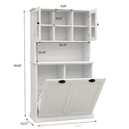 Armadio portabiancheria bianco con 2 scomparti e 2 ripiani regolabili, altezza 152,4 cm