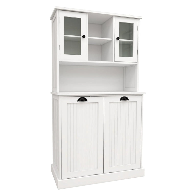 Armadio portabiancheria bianco con 2 scomparti e 2 ripiani regolabili, altezza 152,4 cm