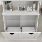 Armadio portabiancheria bianco con 2 scomparti e 2 ripiani regolabili, altezza 152,4 cm