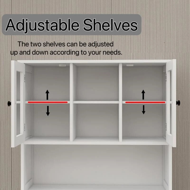 Armadio portabiancheria bianco con 2 scomparti e 2 ripiani regolabili, altezza 152,4 cm