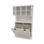 Armadio portabiancheria bianco con 2 scomparti e 2 ripiani regolabili, altezza 152,4 cm